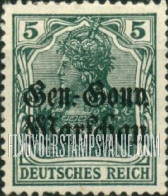 FindYourStampsValue: OCCUPATION - Germania: German Stamps of 1905-17 Overprinted
