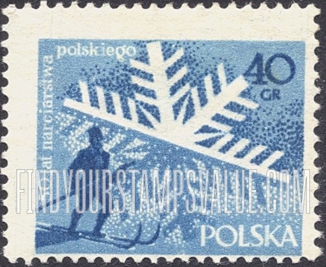 FindYourStampsValue: Skier and Snowflake