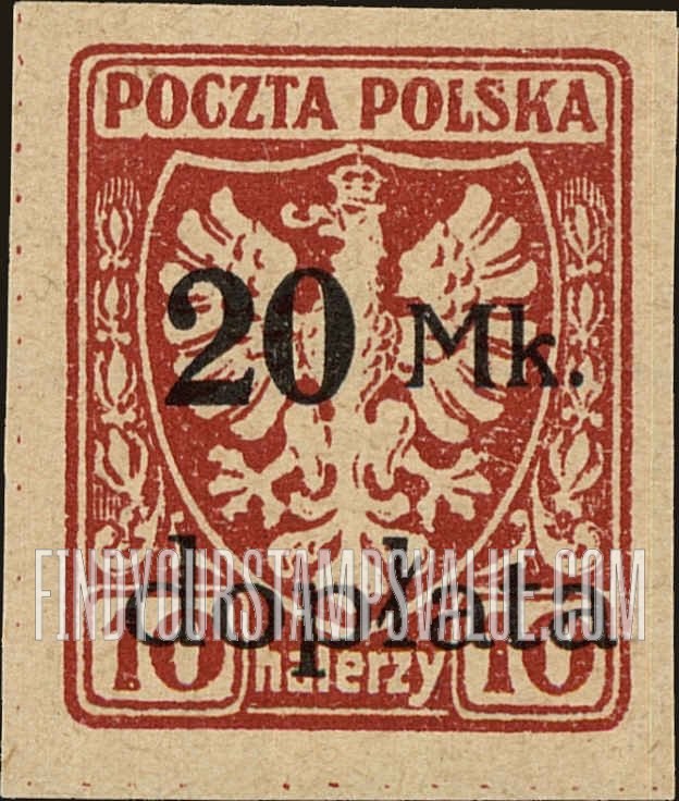 FindYourStampsValue: POSTAGE DUE - Polish eagle: Regular Issue of 1919 Surcharged