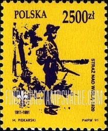 FindYourStampsValue: Boy Scouts in Poland, 80th anniversary: Scout standing guard, 1920