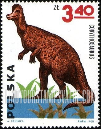 FindYourStampsValue: Dinosaurs: Corythosaurus, vertical