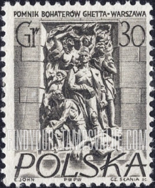 FindYourStampsValue: Warsaw Monuments: Ghetto Monument