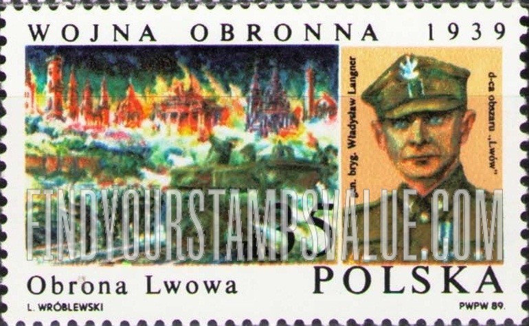 FindYourStampsValue: World War II Battles Type of 1984 - Battle scenes and commanders: Lwow, Brigade-General Wladyslaw Langner