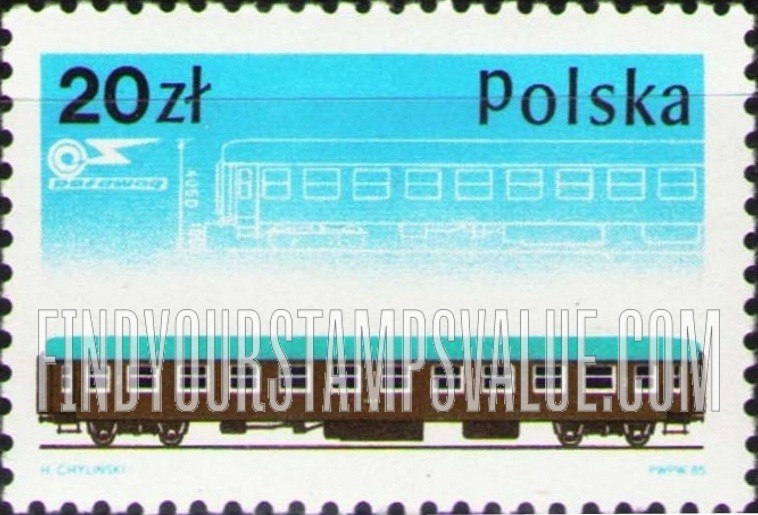 FindYourStampsValue: Pafawag Railway Rolling Stock Co: Passenger car