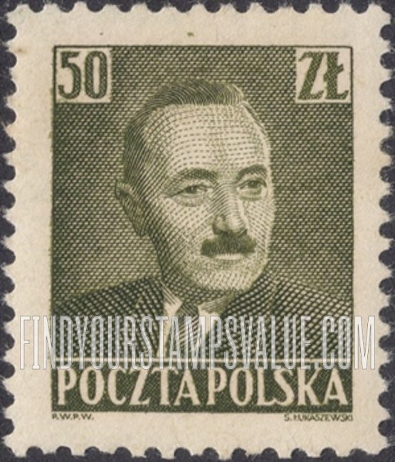 FindYourStampsValue: President Boleslaw Bierut: Bierut Type of 1950