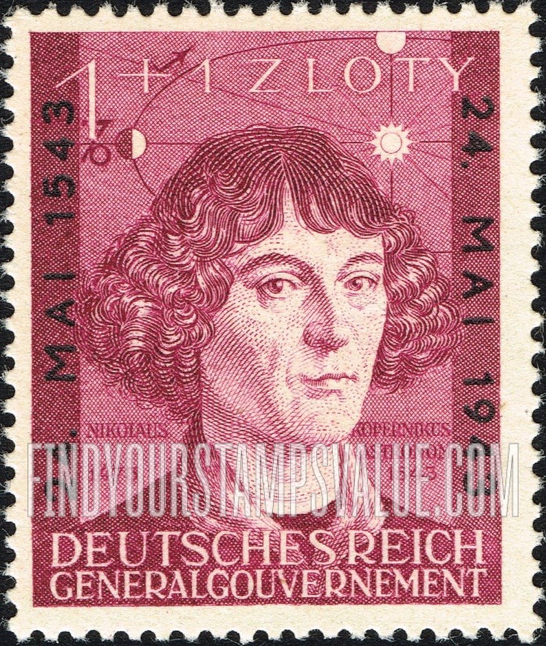 FindYourStampsValue: OCCUPATION SEMI-POSTAL - Nicolaus Copernicus: Type of 1942 Overprinted in Black
