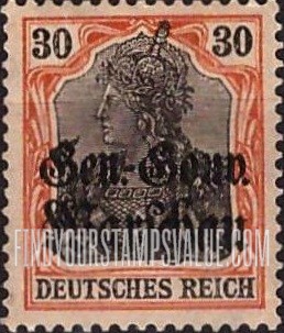 FindYourStampsValue: OCCUPATION - Germania: German Stamps of 1905-17 Overprinted