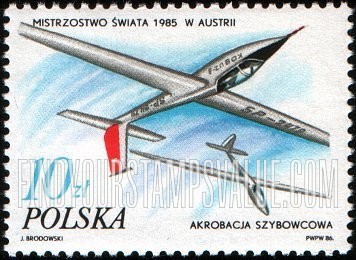 FindYourStampsValue: Victories of Polish Athletes at 1985 World Championships: Glider Acrobatics, Vienna, won by Jerzy Makula