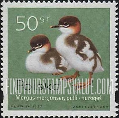 FindYourStampsValue: Chick Type of 1995: Mergus merganser