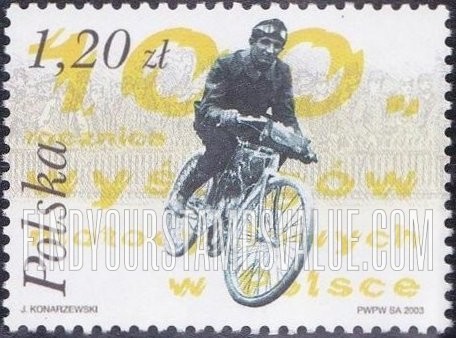 FindYourStampsValue: Motorcycle Racing in Poland, Centennial: Yellow