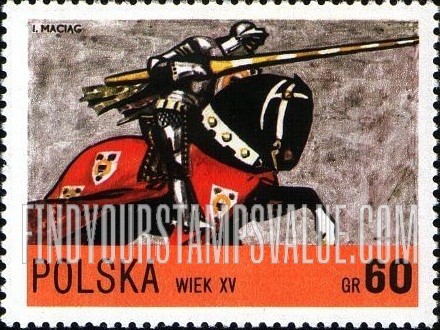 FindYourStampsValue: Polish Cavalry: Knight of Ladislas Jagello, 15th century, horizontal