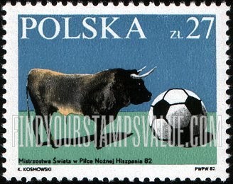 FindYourStampsValue: 1982 World Cup: Bull, ball, horizontal