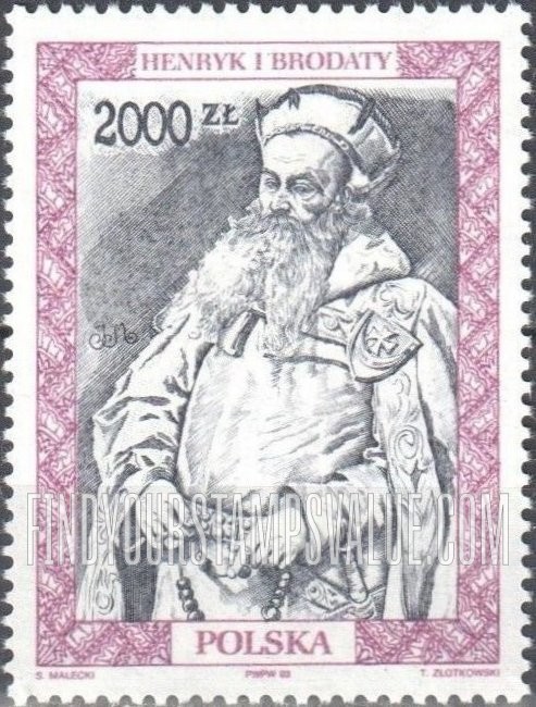 FindYourStampsValue: Royalty Type of 1986: Henryk I Brodaty (1201-38)