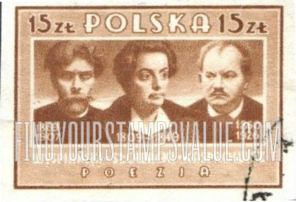 FindYourStampsValue: Stanislaw Wyspianski, Juliusz Slowacki and Jan Kasprowicz: Types of 1947