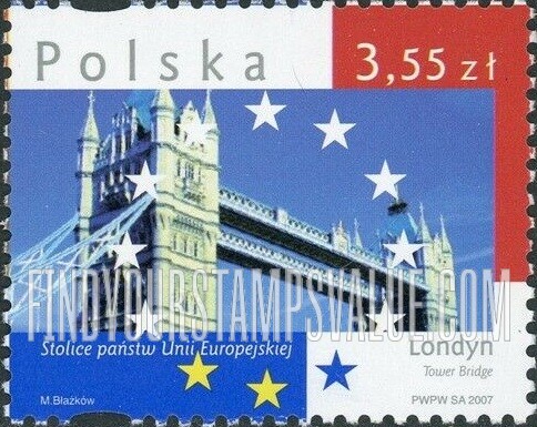 FindYourStampsValue: Landmarks in European Union Capitals Type of 2005: Tower Bridge, London