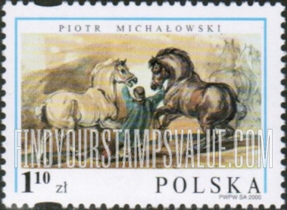 FindYourStampsValue: Piotr Michalowski (1800-55), Artist: Stableboy Bridling Percherons