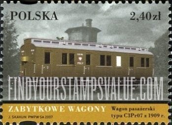 FindYourStampsValue: Railway Cars: Type C3Pr07 passenger car, 1909