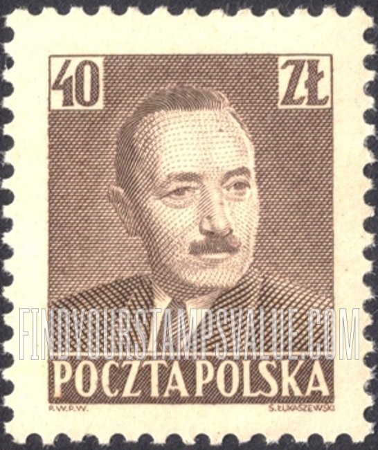 FindYourStampsValue: President Boleslaw Bierut: Bierut Type of 1950