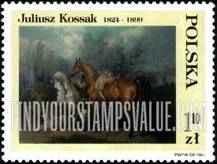 FindYourStampsValue: Paintings, by Juliusz Kossak (1824-99): Man with horses