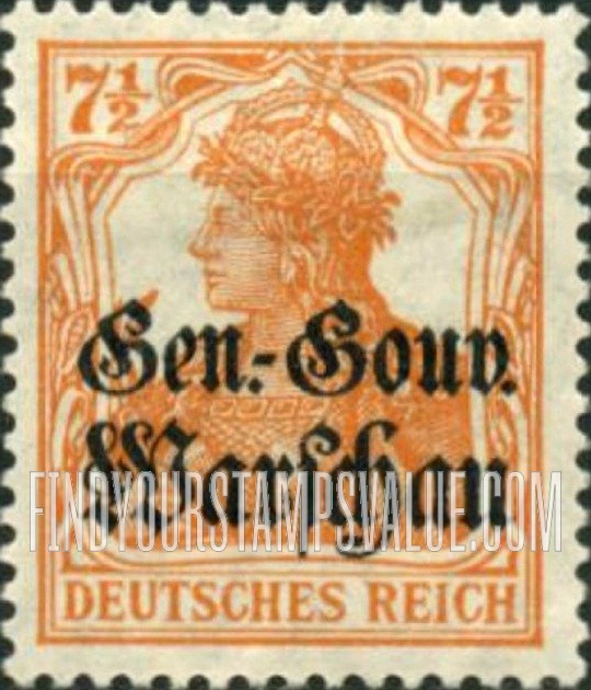FindYourStampsValue: OCCUPATION - Germania: German Stamps of 1905-17 Overprinted