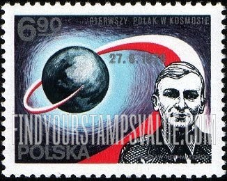 FindYourStampsValue: Hermaszewski, globe & trajectory, horizontal