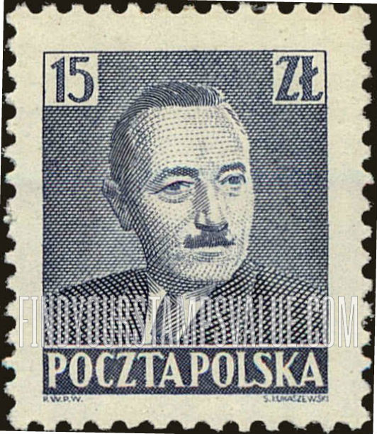 FindYourStampsValue: President Boleslaw Bierut: Bierut Type of 1950