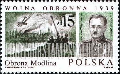FindYourStampsValue: World War II Battles Type of 1984 - Battle scenes and commanders: Modlin, Brigade-General Wiktor Thommee