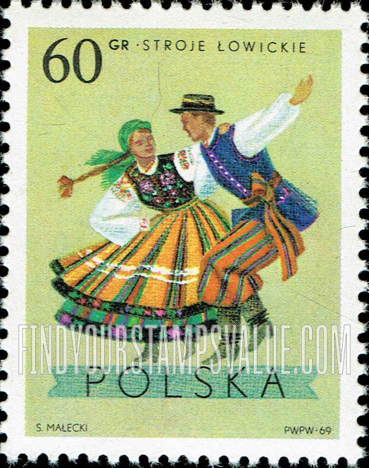 FindYourStampsValue: Regional Costumes: Lowicz, Lodz