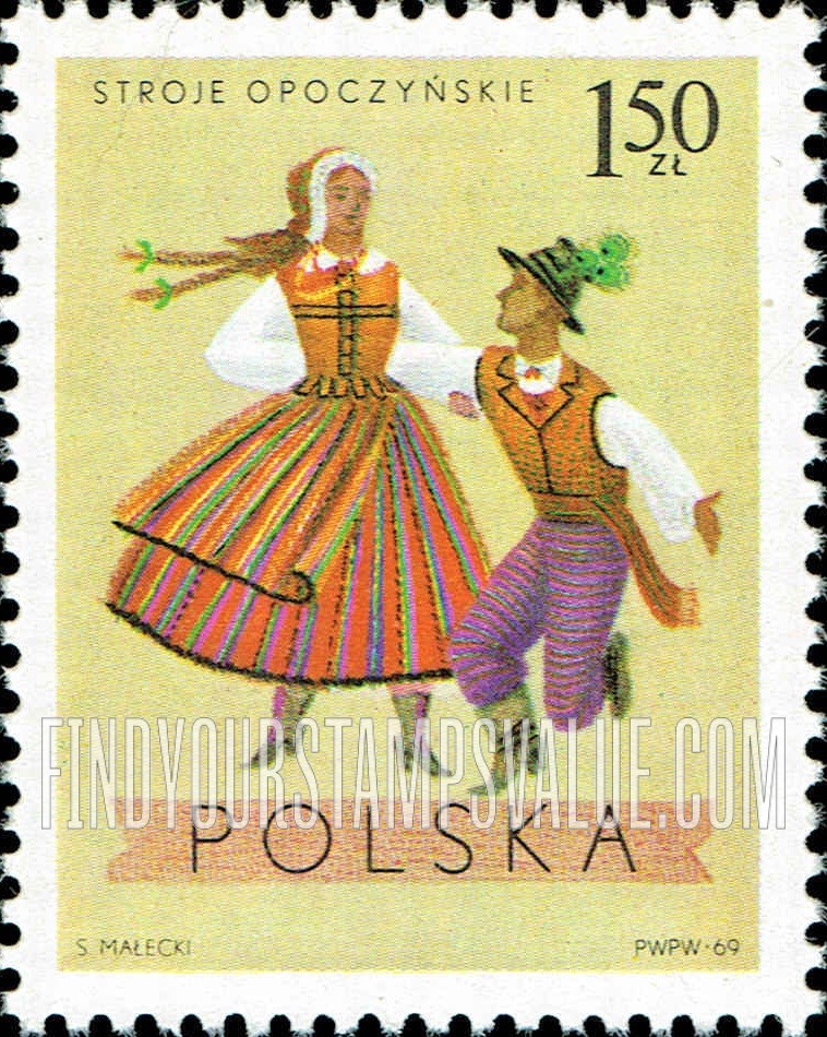 FindYourStampsValue: Regional Costumes: Opoczno, Lodz