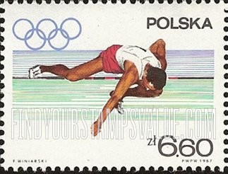 FindYourStampsValue: Sports and Olympic Rings: High jump