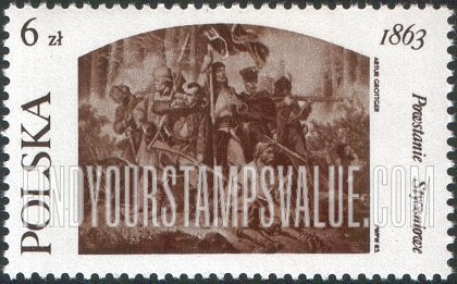 FindYourStampsValue: 120th Anniversary of 1863 Uprising: The Battle, by Arthur Grottger (1837-67)