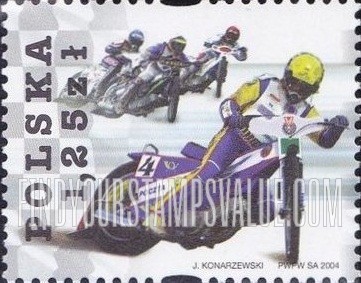 FindYourStampsValue: Motor Sports: Cinder track motorcycle racing (four motorcycles)