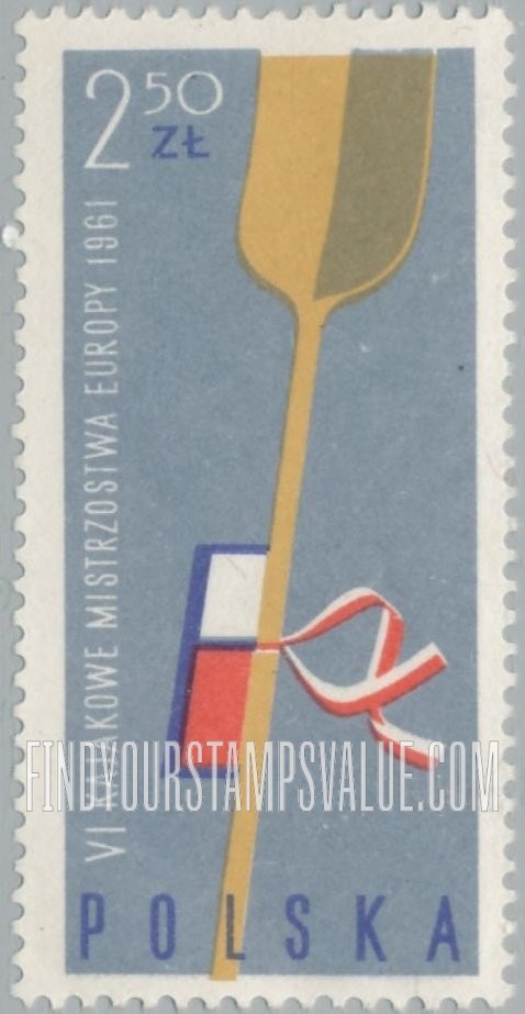 FindYourStampsValue: Paddle, Polish flag and “E,” vertical