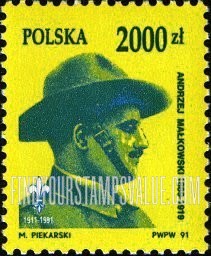 FindYourStampsValue: Boy Scouts in Poland, 80th anniversary: Andrzej Malkowski (1889-1919), founder of Boy Scouts in Poland