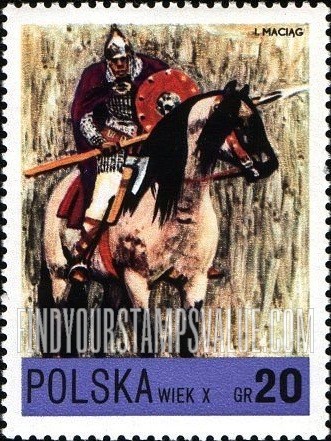 FindYourStampsValue: Polish Cavalry: Piast Knight, 10th Century
