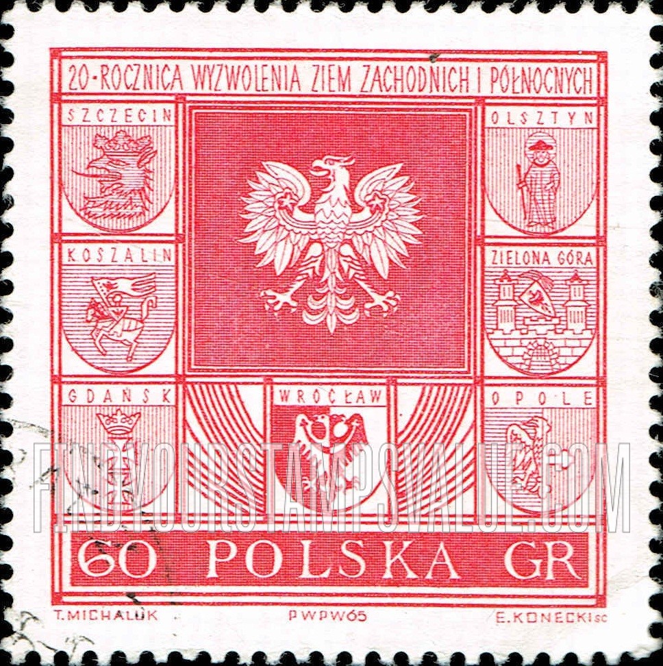 FindYourStampsValue: Polish Eagle and Town Coats of Arms