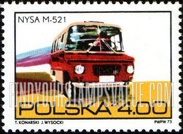 FindYourStampsValue: Polish automotives: Nysa M-521 bus