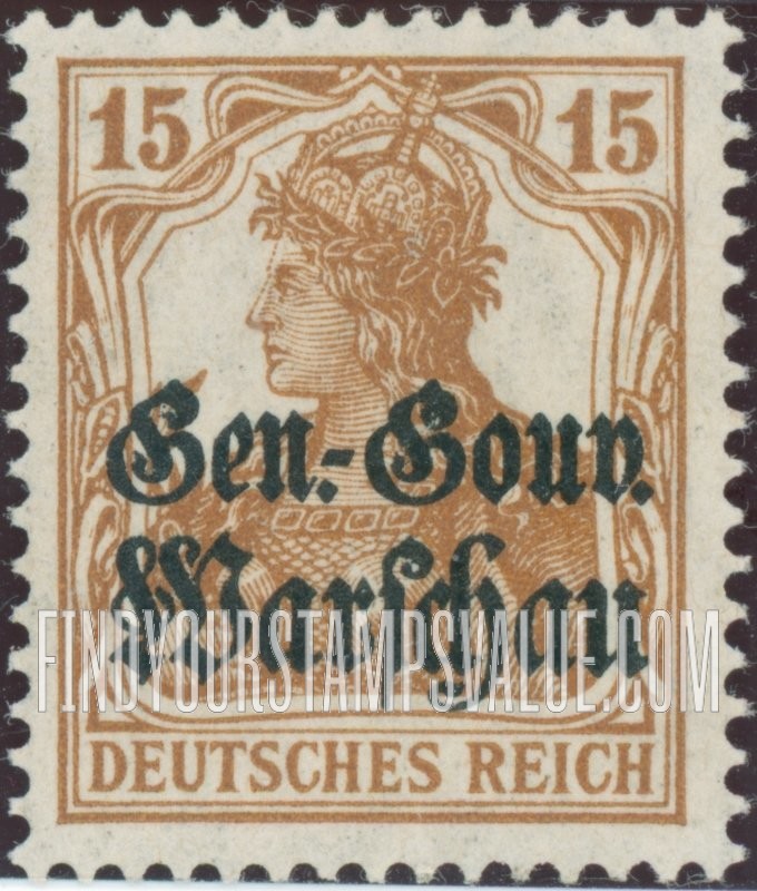 FindYourStampsValue: OCCUPATION - Germania: German Stamps of 1905-17 Overprinted