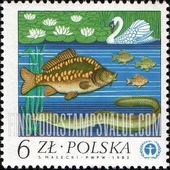 FindYourStampsValue: 10th Anniversary of UN Conference on Human Environment, Stockholm: Swan, carp, eel