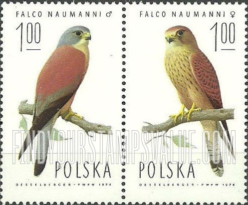 FindYourStampsValue: Lesser kestrel, male and female