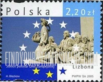 FindYourStampsValue: Landmarks in European Union Capitals: Monument, Lisbon, Portugal