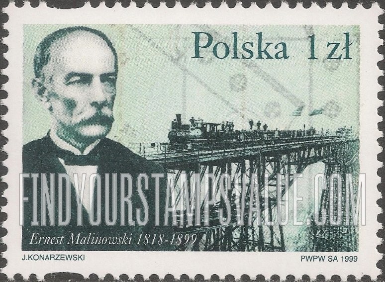 FindYourStampsValue: Famous Polish Men: Ernest Malinowski (1818-99), constructor of Central Trans-Andean Railway, Peru
