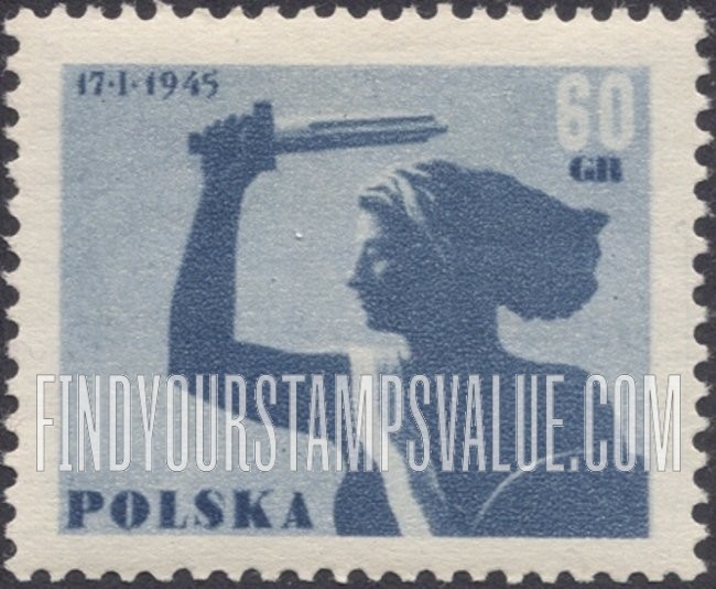 FindYourStampsValue: Allegory of freedom (Warsaw Mermaid)