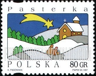 FindYourStampsValue: Christmas: Outdoor winter scene, star, church