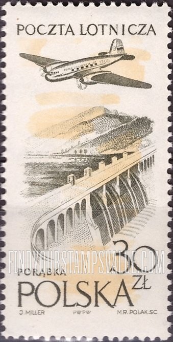 FindYourStampsValue: AIR POST - Plane over Porabka dam