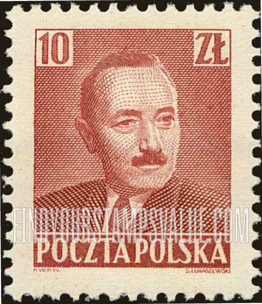 FindYourStampsValue: President Boleslaw Bierut: Bierut Type of 1950