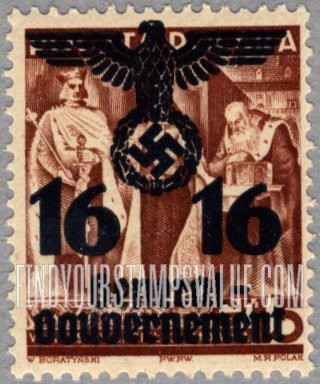 FindYourStampsValue: OCCUPATION - Similar Surcharge on Stamps of 1938-39: King Ladislas II Jagello, Queen Hedwig