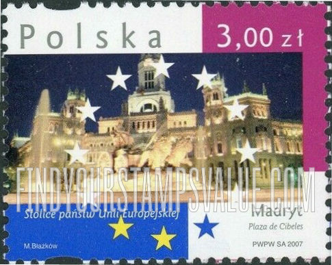 FindYourStampsValue: Landmarks in European Union Capitals Type of 2005: Plaza de Cibeles, Madrid