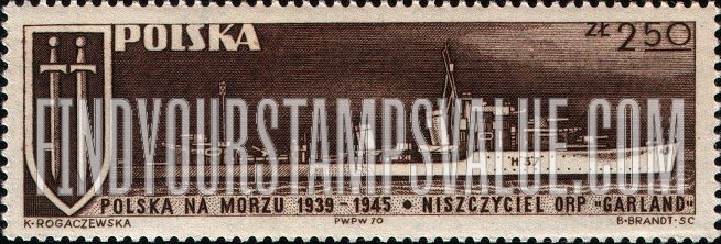FindYourStampsValue: Grunwald Cross and Warship Garland