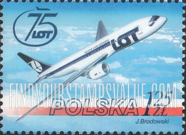 FindYourStampsValue: LOT (Polish National Airlines), 75th Anniversary